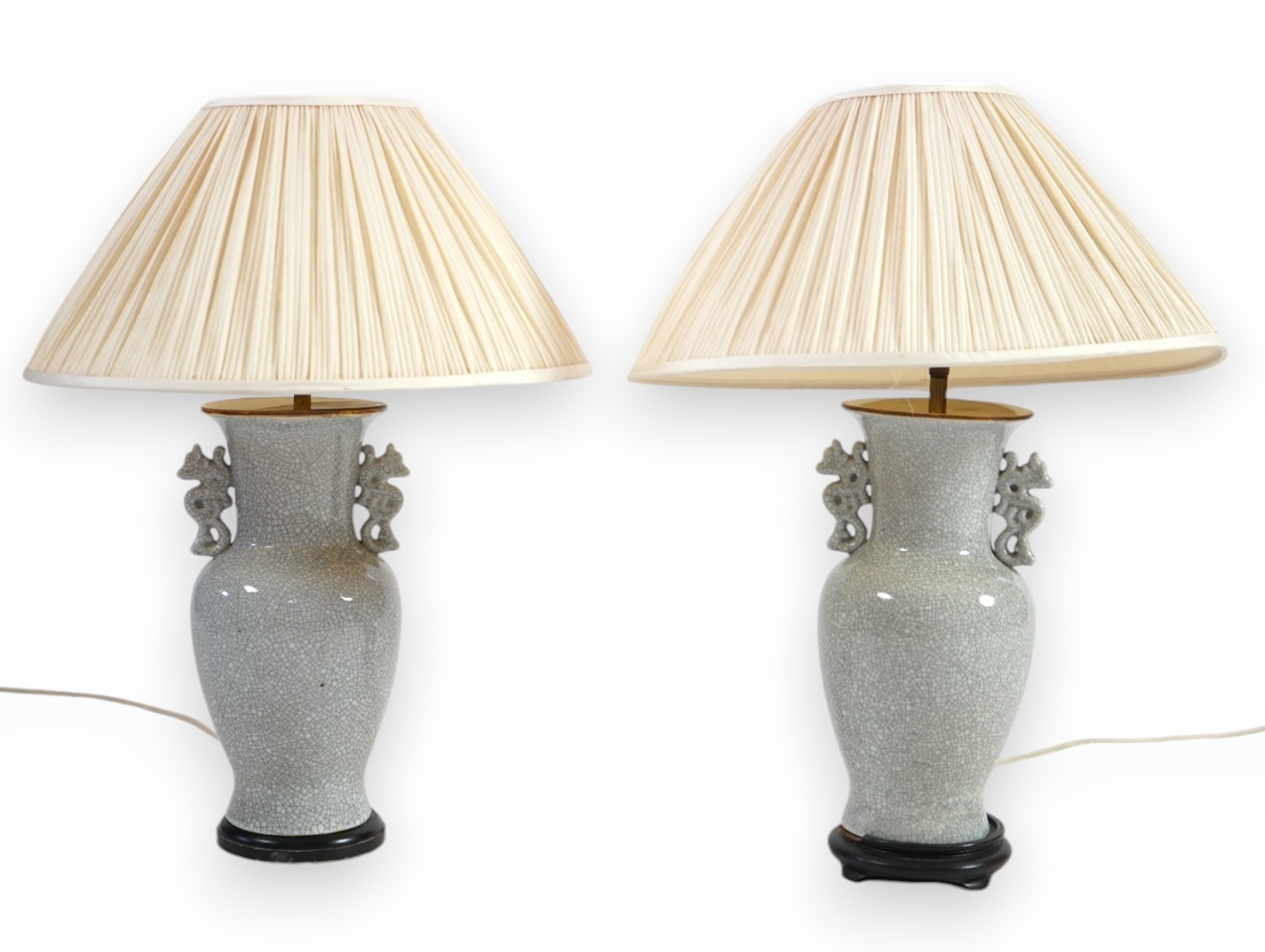 A pair of Chinese crackleglaze table lamps